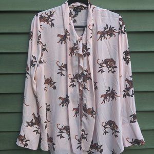 Ann Taylor Light Pink Blouse Leopard Floral